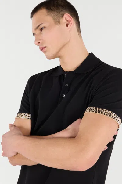 Roberto Cavalli Jaguar-print Cuff Polo Shirt