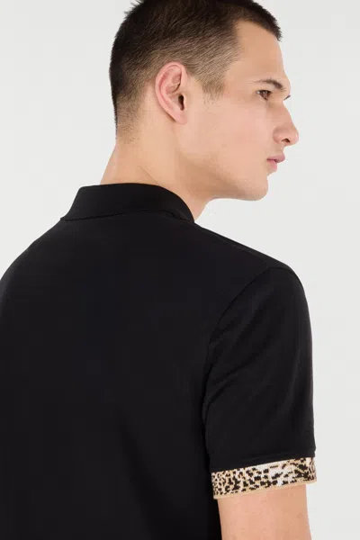 Roberto Cavalli Jaguar-print Cuff Polo Shirt
