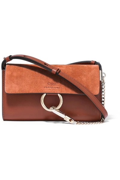Shop Chloé Faye Mini Leather And Suede Shoulder Bag