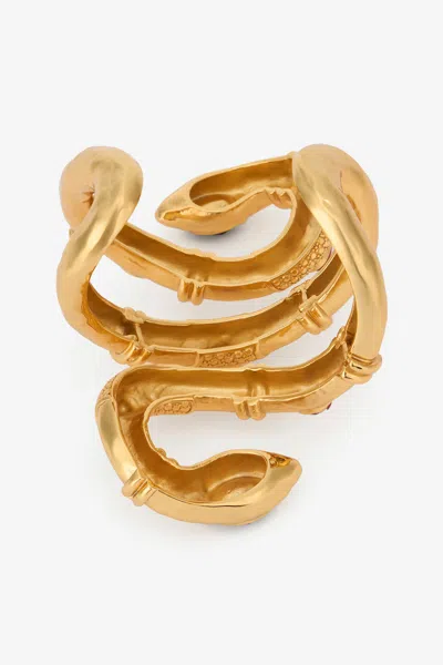 Roberto Cavalli Gold Rigid Bracelet With Black And Ruby Stones