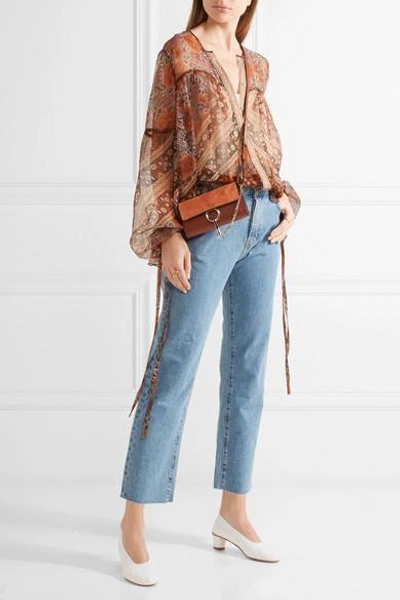 Shop Chloé Faye Mini Leather And Suede Shoulder Bag
