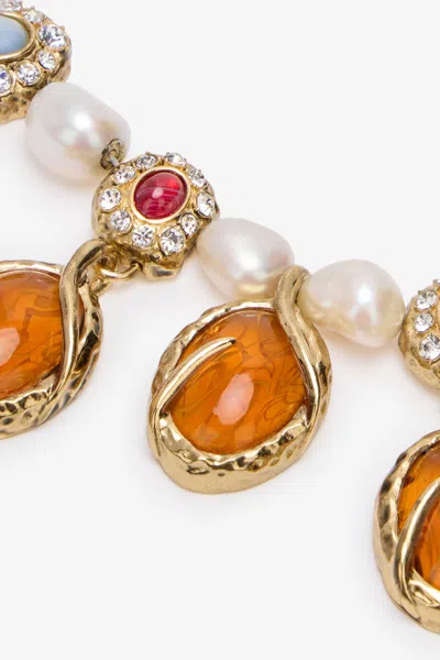 Roberto Cavalli Necklace With Amber-effect Stones And Pearls