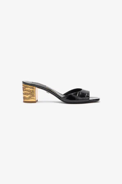 Roberto Cavalli Mules With Thick Golden Heel