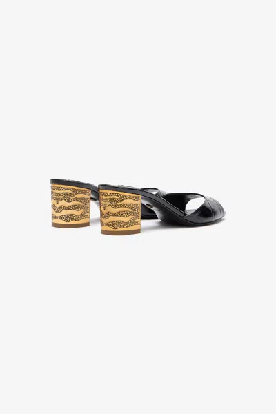 Roberto Cavalli Mules With Thick Golden Heel