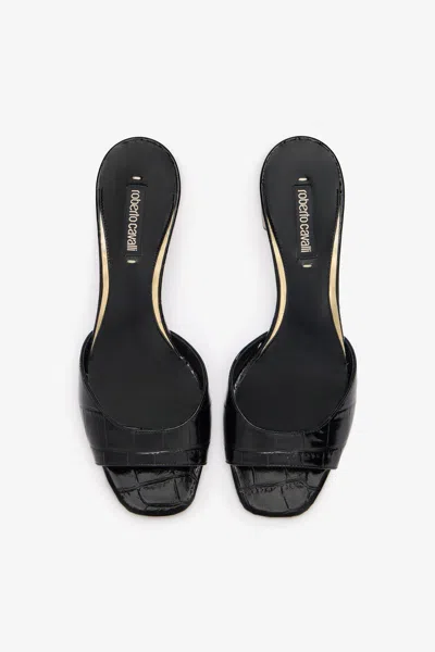Roberto Cavalli Mules With Thick Golden Heel