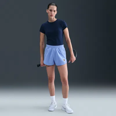 Nike Women's Court Heritage Mid-rise Fleece Tennis Shorts In Multi