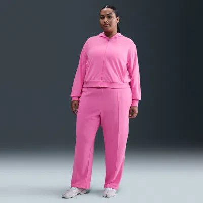 Nike Women's  Sportswear Chill Terry Mid-rise French Terry Open-hem Sweatpants (plus Size) In Pink
