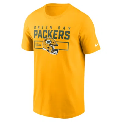 Nike Gold Green Bay Packers Primetime Helmet Essential T-shirt In Yellow
