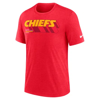 Nike Heather Red Kansas City Chiefs Long Pass Tri-blend T-shirt In Red
