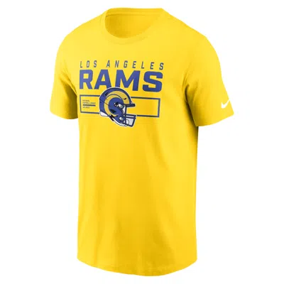 Nike Men's Gold Los Angeles Rams Primetime Helmet Essential T-shirt In Yellow