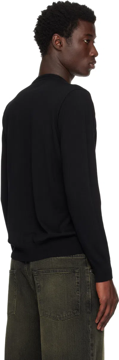 Stone Island Crew Neck Sweater With Brushed Texture. In Black