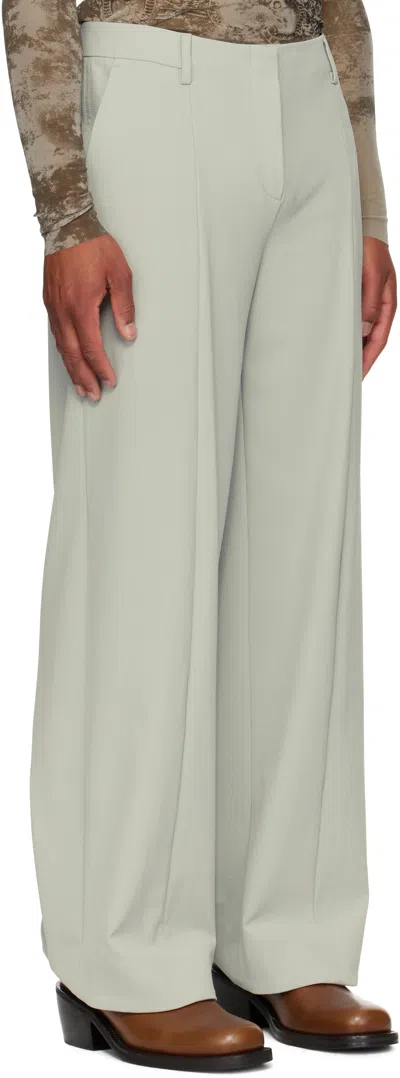 Jean Paul Gaultier Green Undershoe Straps Detail Trousers In Gray