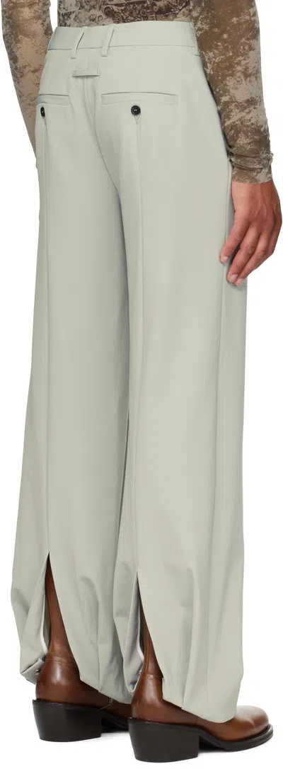 Jean Paul Gaultier Green Undershoe Straps Detail Trousers In Gray