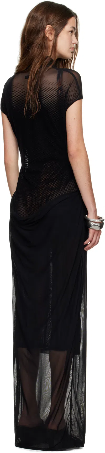 Jean Paul Gaultier Black Sleeveless Flock Maxi Dress