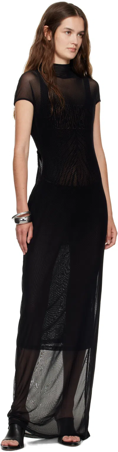 Jean Paul Gaultier Black Sleeveless Flock Maxi Dress