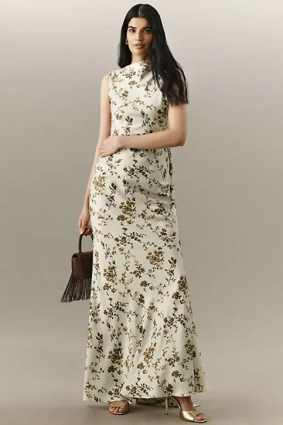 Sau Lee Cali Sleeveless High-neck Crepe Maxi Dress In White