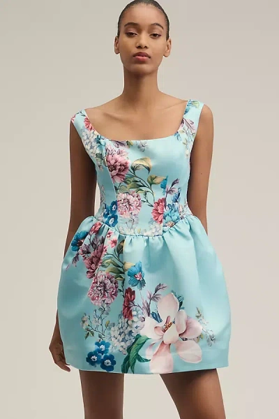 Maeve Sleeveless Square-neck Fit & Flare Mini Dress In Blue