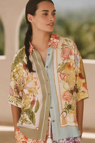 Emily Carter X Celandine Printed Linen Blend Shirt Top