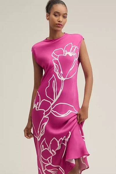 Maeve Mock-neck Midi Slip Dress In Pink