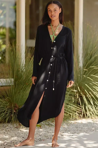 L*space Yoli Long-sleeve Cover-up Midi Shirt Dress