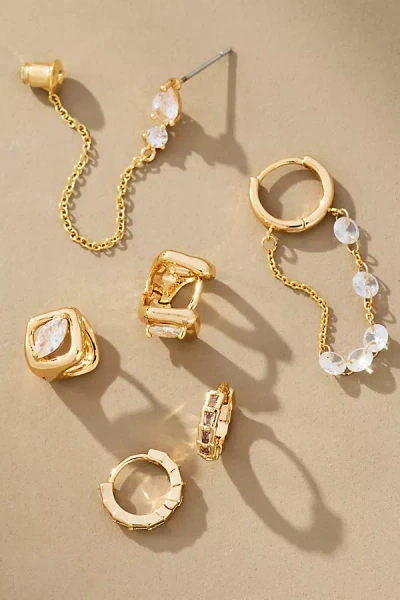By Anthropologie Crystal Huggie Earrings, Set Of 3