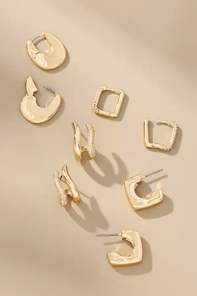 By Anthropologie Foundation Huggie Hoop Earrings, Set Of 4
