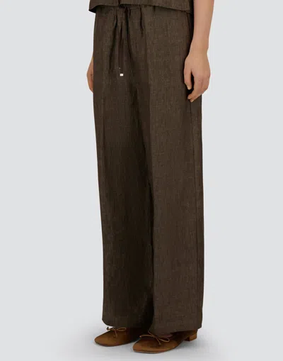 Herno Resort Trousers In New Linen In Brown