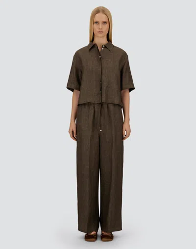 Herno Resort Trousers In New Linen In Brown