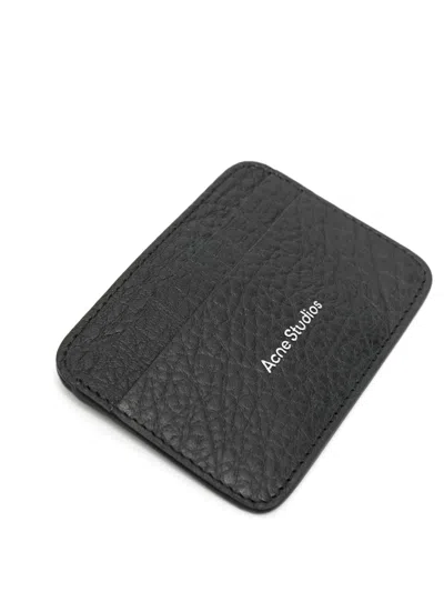 Acne Studios Logo-print Leather Cardholder In Black