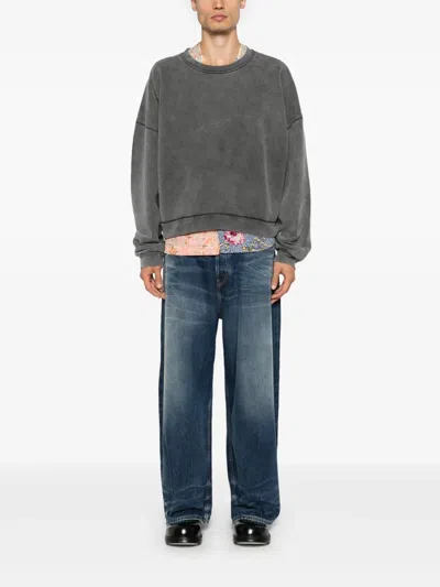 Acne Studios Gray Logo Patch Sweatshirt In Gray