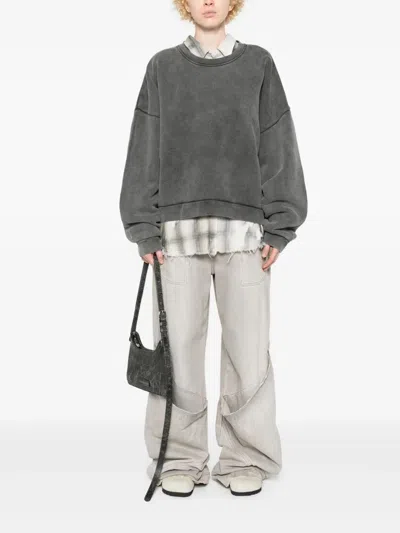 Acne Studios Gray Logo Patch Sweatshirt In Gray