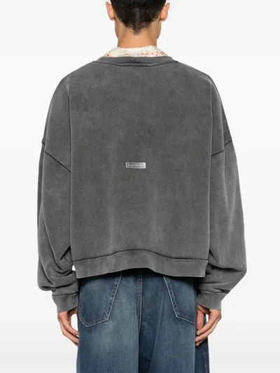 Acne Studios Gray Logo Patch Sweatshirt In Gray