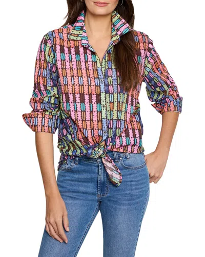 Nic + Zoe Nic+zoe Geo Dot Crinkle Cotton Button-up Shirt