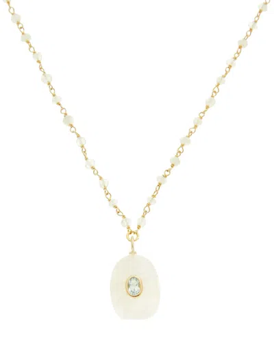 Rachel Reinhardt Vermeil Moonstone & Aqua Pendant Necklace In Gold