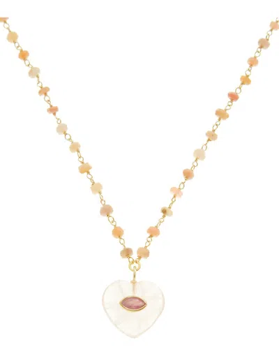 Rachel Reinhardt Vermeil Rose Quartz & Pink Opal Pendant Necklace