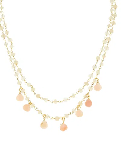 Rachel Reinhardt Vermeil Pink Opal & White Chalcedony Dangle Necklace In Gold