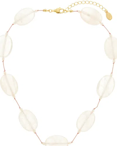 Rachel Reinhardt 14k Plated Rose Quartz & Crystal Collar Necklace