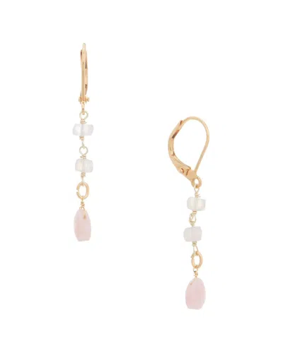 Rachel Reinhardt Vermeil Pink Opal & White Chalcedony Dangle Earrings In Pink