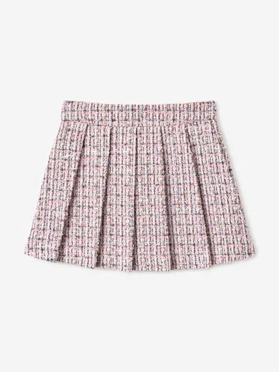 Self-portrait Self Portrait Girls Pleated Boucle Skirt In Pink