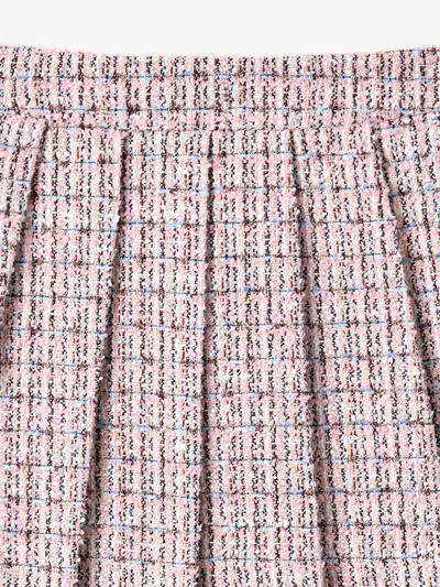 Self-portrait Self Portrait Girls Pleated Boucle Skirt In Pink