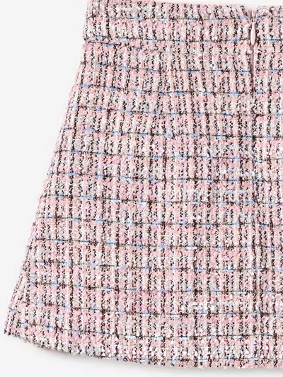 Self-portrait Self Portrait Girls Pleated Boucle Skirt In Pink