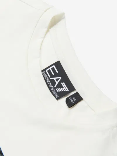 Ea7 Girls Logo T-shirt In White
