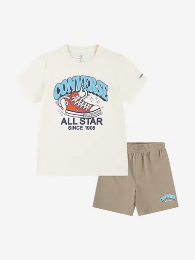 Converse Boys Trail Mix T-shirt And Shorts Set In White