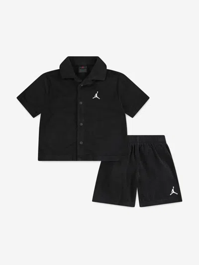 Jordan Boys Terry Cloth Camp Short Set In Black