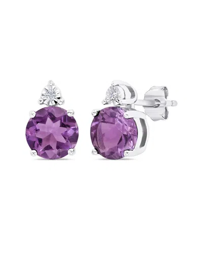 Maxcolor Silver 2.40 Ct. Tw. Amethyst Stud Earrings In Purple