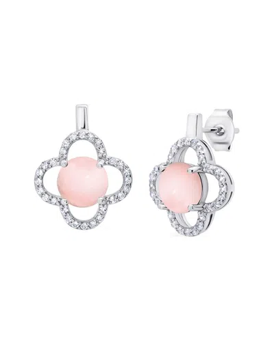 Maxcolor Silver 2.50 Ct. Tw. Rose Chalcedony Drop Earrings