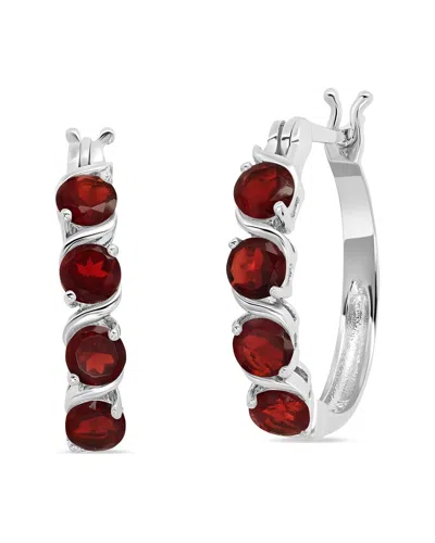 Maxcolor Silver 2.20 Ct. Tw. Lab-grown Ruby Hoop Earrings In Burgundy