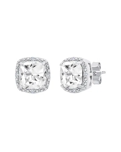 Maxcolor Silver 3.30 Ct. Tw. Lab-grown White Sapphire Stud Earrings In Metallic