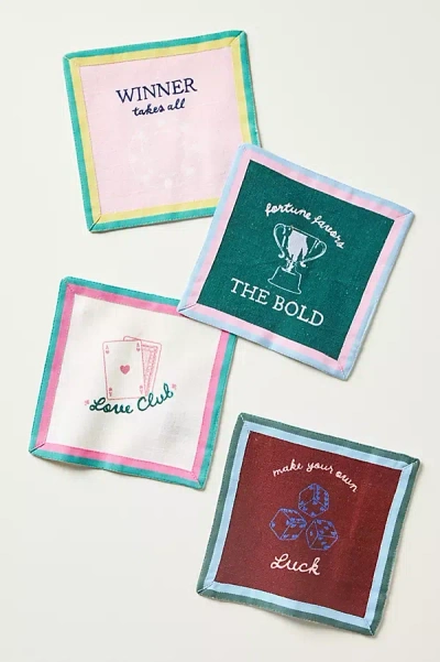Anthropologie Queenie Embroidered Cocktail Napkins, Set Of 4 In Multi
