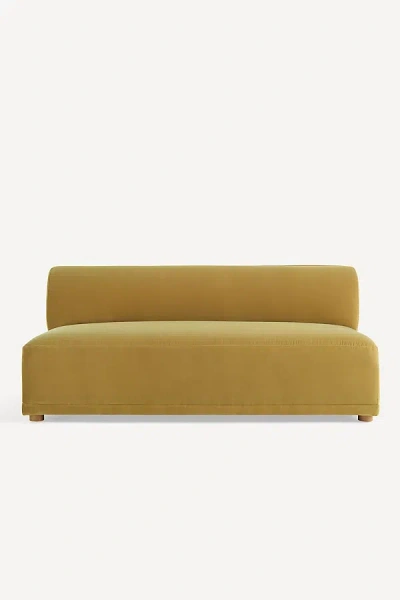 Anthropologie Celine Modular Velvet Armless Sofa In Green